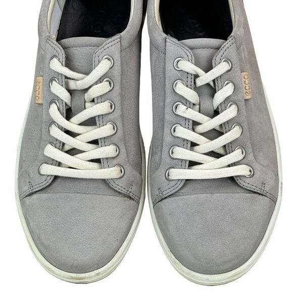 Ecco Soft 7 Leather Sneakers Womens Sz 38 US 7-7.5 Gray Lace Up Comfort - Picture 7 of 16